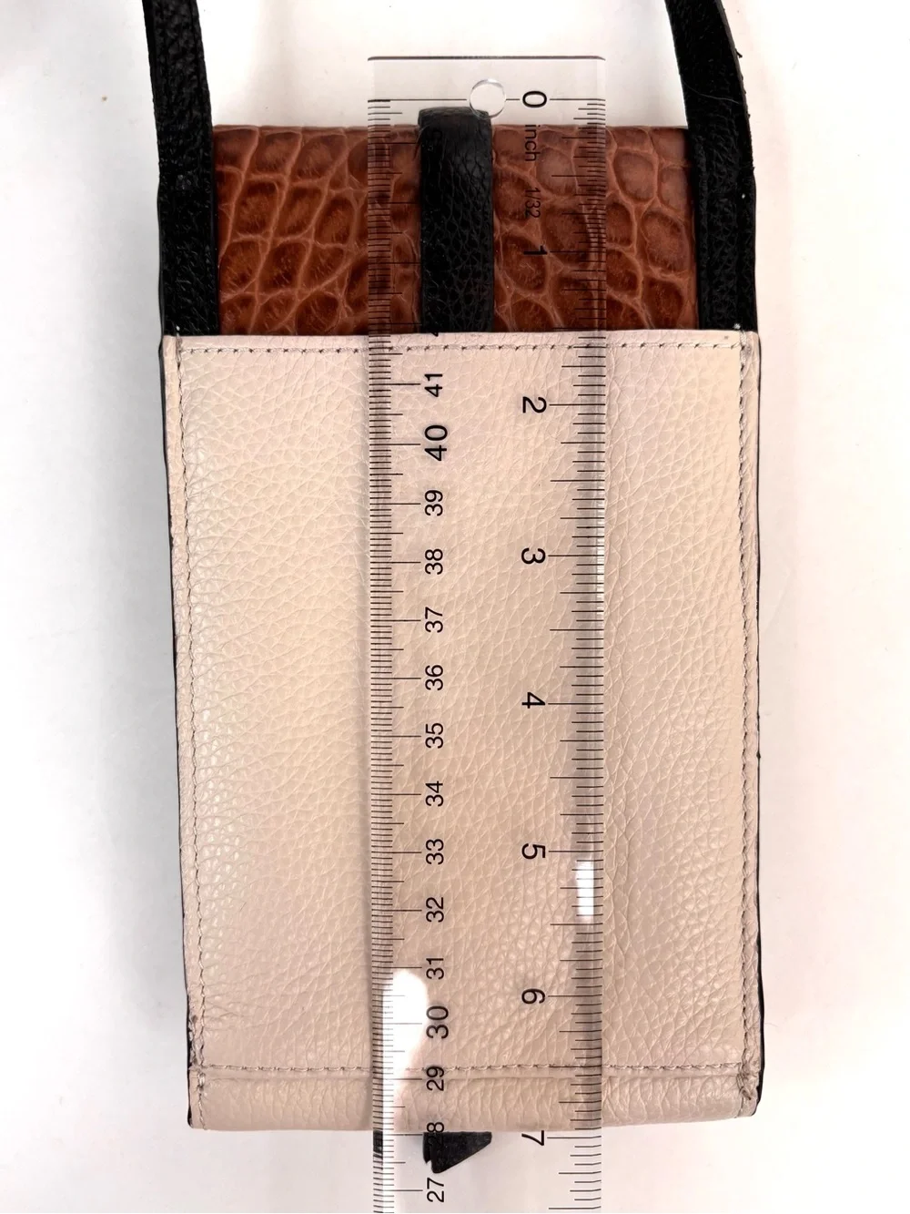 Brighton Toledo Brown Croc-Embossed & Cream Leather Crossbody Phone Wallet Bag